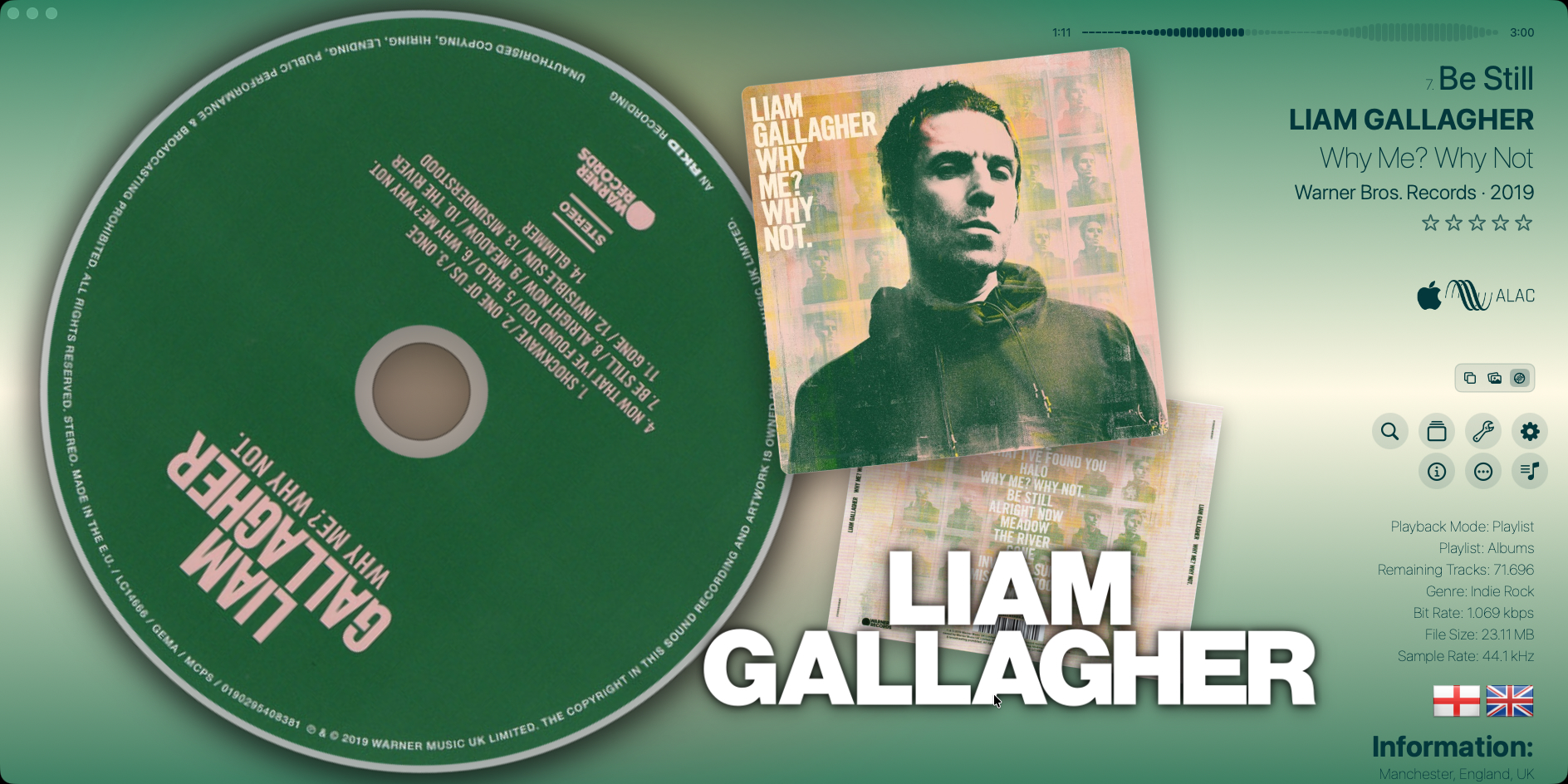 Album Artwork Music Display Screenshot - Liam