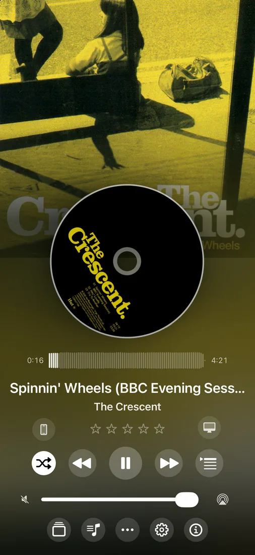 MusicCovered Mobile Classic Layout with artwork and playback controls on iPhone