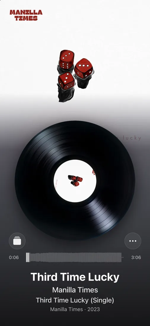 MusicCovered Mobile Immersive Layout playing Third Time Lucky by Manilla Times on iPhone