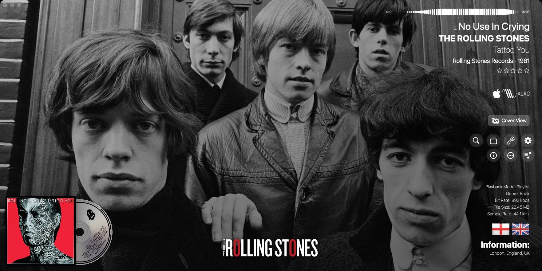 Album Artwork Music Display Screenshot - Rolling