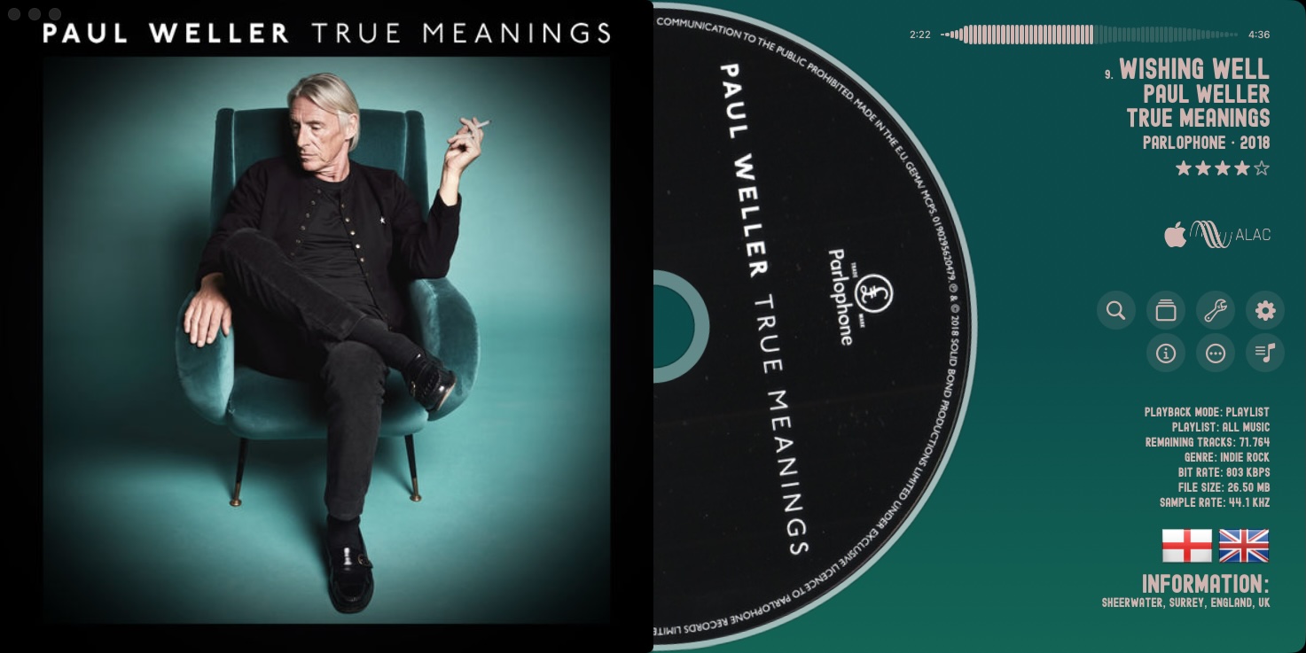 Album Artwork Music Display Screenshot - Weller